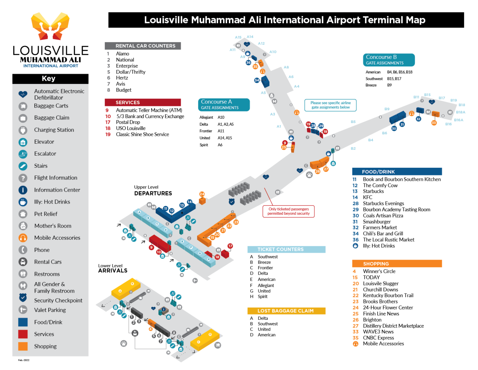 Terminal Map Louisville Muhammad Ali International Airport   SDF Terminal Map February 2022 1536x1187 